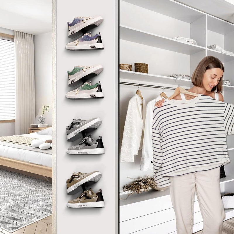 HANDSONIC 2 Pcs Floating Shoe Display Shelves, H-Type Sturdy Levitating Wall Shelf, Sneaker Holders for Shoe Collectors & Advertising Exhibition - Image 5